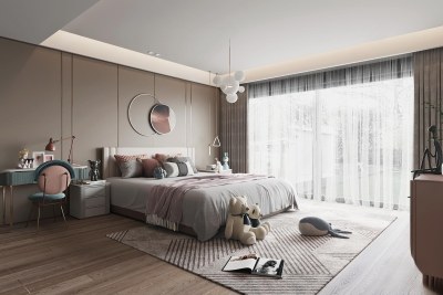 现代轻奢女孩儿童房3D模型下载